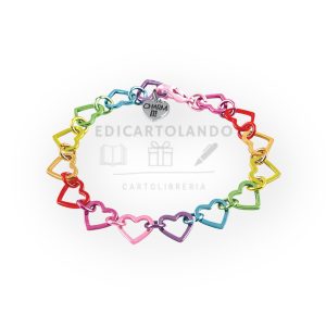 Braccialetto a catena con cuori color arcobaleno