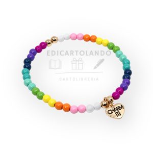 Braccialetto elasticizzato con perline arcobaleno