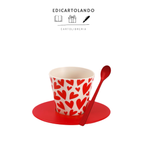 Set Tazzina cucchiaino e piattino RPET Follow Your Heart