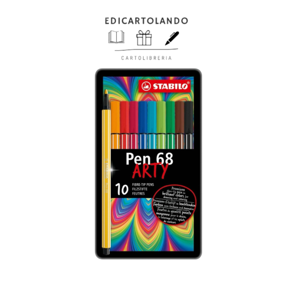STABILO PEN 68 ARTY scatola metallo 10 colori assortiti