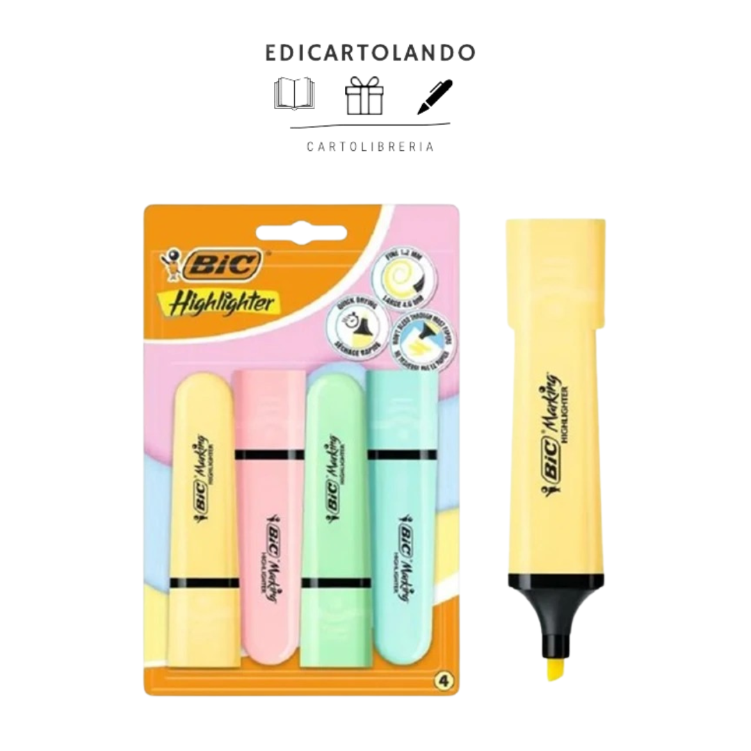 SET 4 EVIDENZIATORI BIC HIGHLIGHTER PASTEL